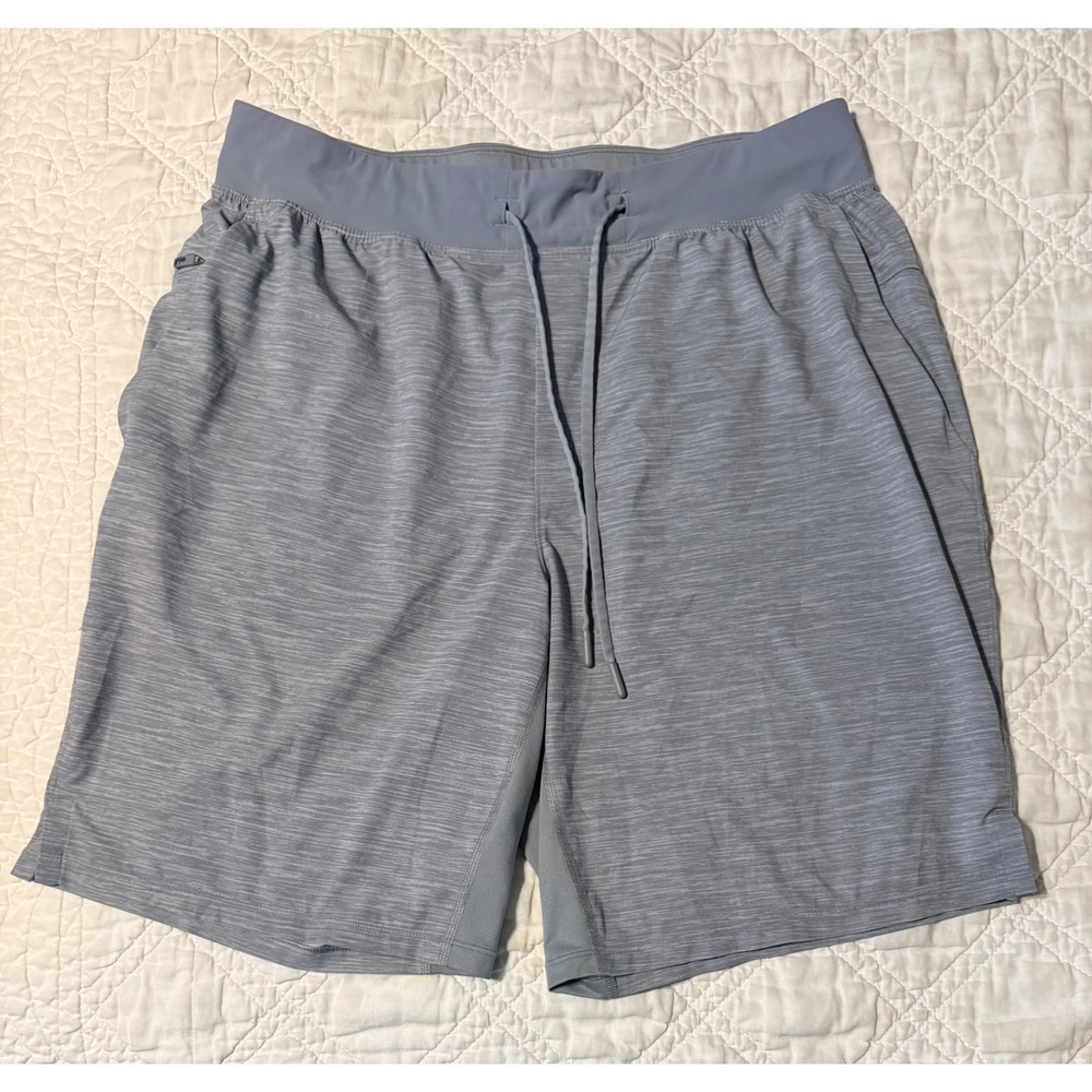 Lululemon THE Linerless Short Men Large Grey Heathered Training Gym Athletic